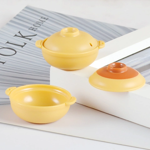 Miniatura Casseruola Simulazione Pentola Modello Plastica Casa Delle Bambole Accessori Da Cucina Giocattolo Di Simulazione Con Coperchio Doppi Manici