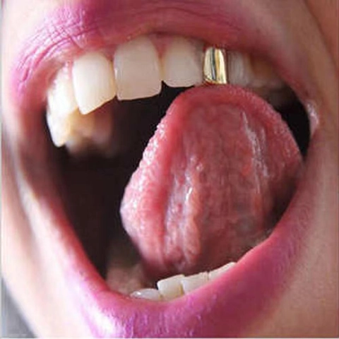 Grillz De Diente Único Hip Hop Cobre Bañado En Oro Estilo Punk Joyería Corporal Para Hombres Mujeres Streetwear