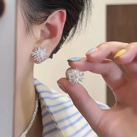 Vuurwerk Kunstparel Oorknopjes Met Zirkoon Legering Bloem Dessin En 925 Sterling Zilveren Oorprikker Voor Dames Elegant