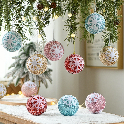 Palle Di Natale In Schiuma Con Glitter E Fiocchi Di Neve Ornamenti Per Festa Decorazioni Per Albero Di Natale Pendente Appeso