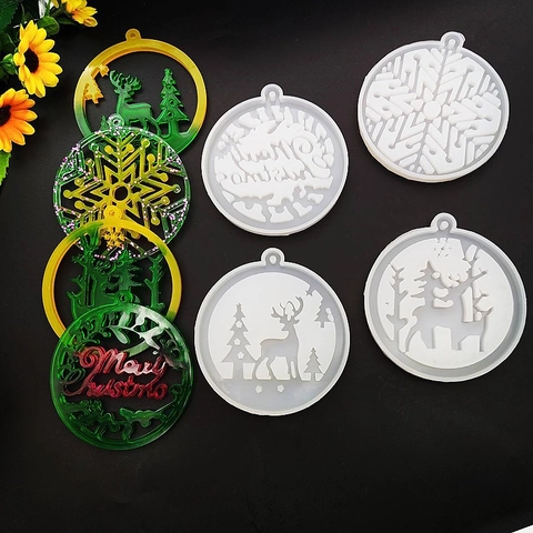 Molde De Silicona De Navidad DIY Fundición De Resina Reno Copo De Nieve Papá Noel Llavero Colgante Decoración Hecha A Mano