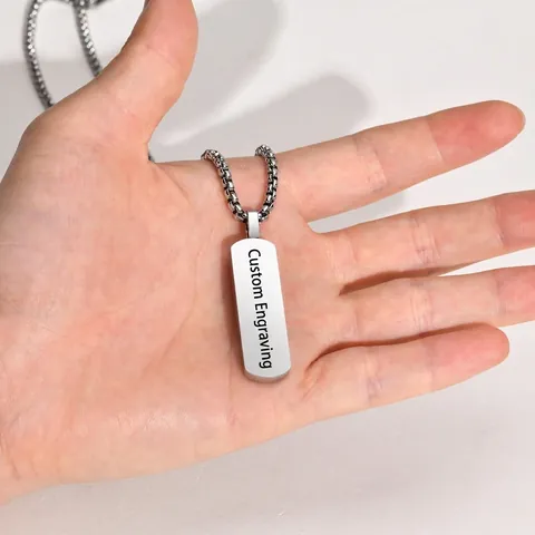 Minimalistische Dog Tag Hanger Ketting Roestvrij Staal Geometrisch Vierkant Rond Hip Hop Sieraden Voor Heren