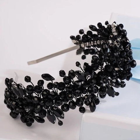 Braut Kristall Stirnband Handgefertigte Gewebte Perlen Diadem Hochzeit Bankett Luxus Haarschmuck Für Damen