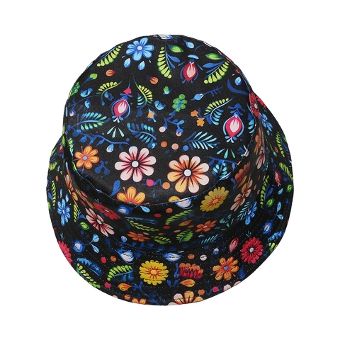 Chapeau Bob Femme Motif Fleuri Polyester Protection Solaire Pliable Été Plage Voyage Tropical Imprimé Doux Extérieur Soleil