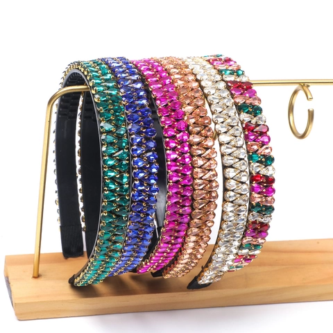 Serre-tête Baroque En Strass De Verre Forme Larme Alliage Métallique Élégant Femme Vintage Brillant Accessoire Cheveux