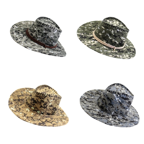 Cappello Western Cowboy Mimetico Cappello da Sole Outdoor Tesa Larga Digital Camo Cappello da Pescatore Uomo Donna Viaggio Pesca Protezione Solare