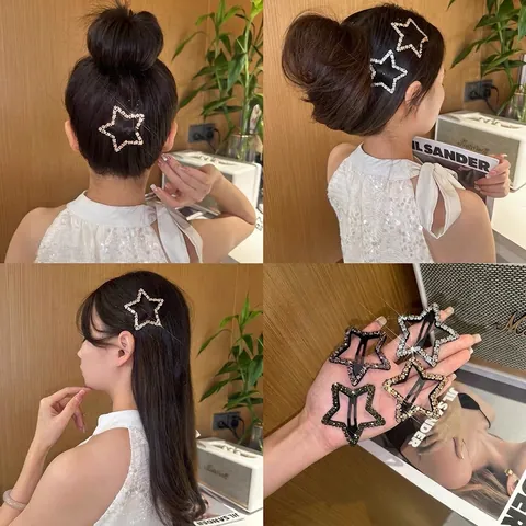 Star Shape Alloy Rhinestone Hair Clips Shiny BB Side Bangs Grip Elegant Fashion Hair Accessories For Women