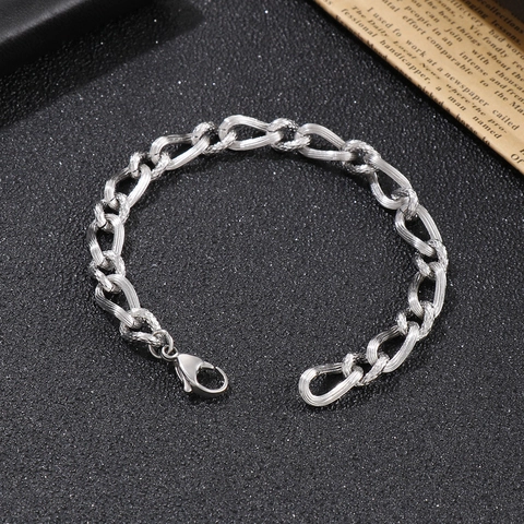 Collier Et Bracelet Chaîne Hip-Hop Pour Hommes En Acier Inoxydable Lien Figaro Accessoire De Bijoux Style Punk