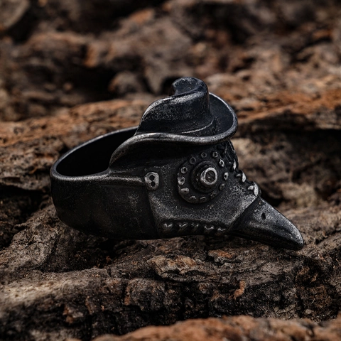 Anello Maschera Medico Della Peste In Acciaio Inossidabile Gioielli Punk Goth Steampunk Retro Per Uomini E Donne