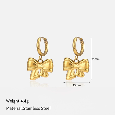 Edelstahl Schleife Knoten Anhänger Creolen Für Damen 18K Vergoldet Minimalistische Mode Vielseitiger Schmuck Zubehör