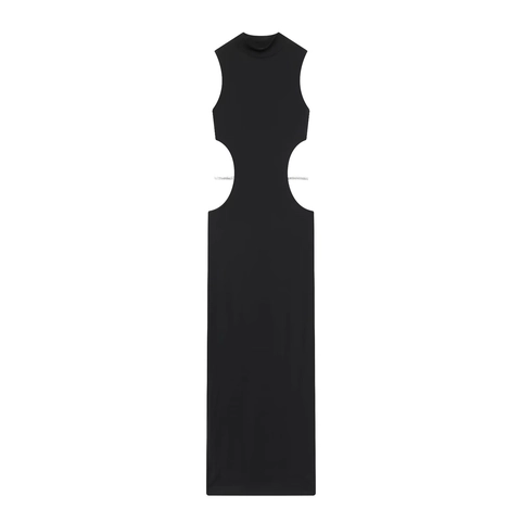 Abito Maxi Senza Maniche Con Collo Alto E Catena Di Strass Ritaglio Laterale Aderente Sexy Elegante Abito Da Sera Donna