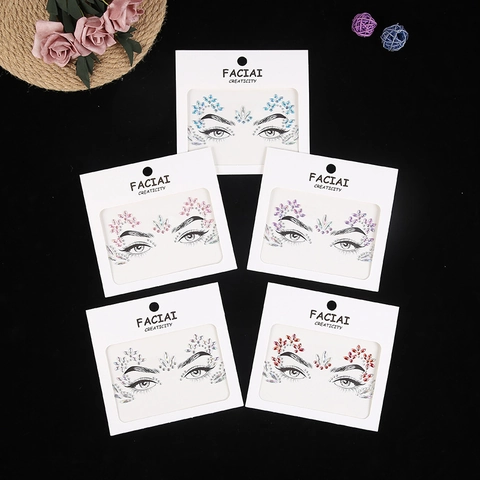 Gesichtsschmuck Strass Aufkleber Acryl Selbstklebend Für Festival Maskerade Party Make-up Dekoration Körperjuwelen Damen