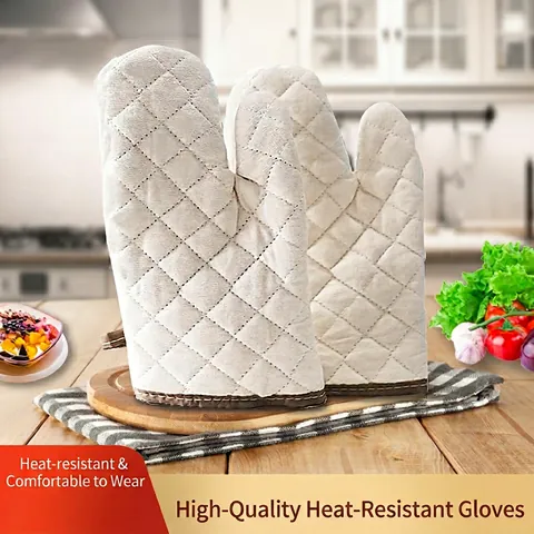 Guantes De Horno Resistentes Al Calor Algodón Poliéster Acolchado Anti Escaldaduras Para Cocina Microondas