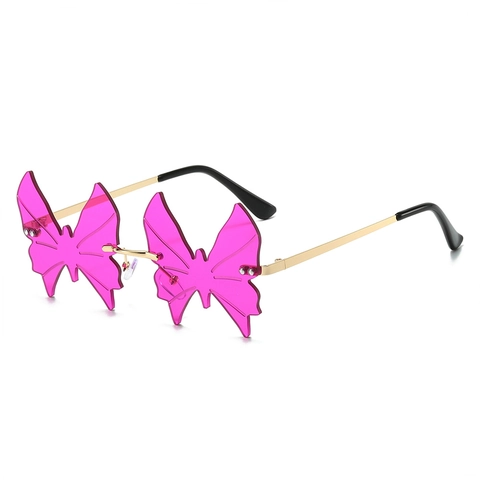 Occhiali Da Sole Senza Montatura Farfalla Montatura In Metallo Lenti PC Moda Y2K Tendenza Colorato Per Donne Festa Streetwear