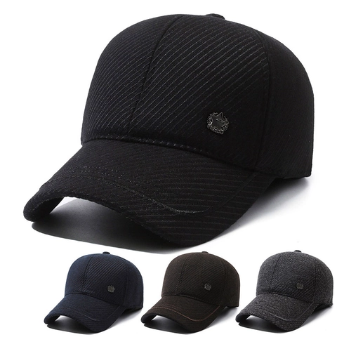 Cappello Da Baseball Invernale Da Uomo Lana Imbottito Caldo Protezione Orecchie Regolabile Stella Distintivo Metallo