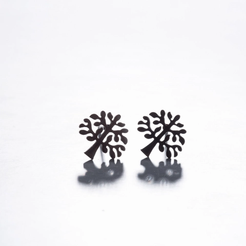 Minimalist Tree Of Life Stud Earrings Stainless Steel Cutout Nature Style Fashion Jewelry For Women