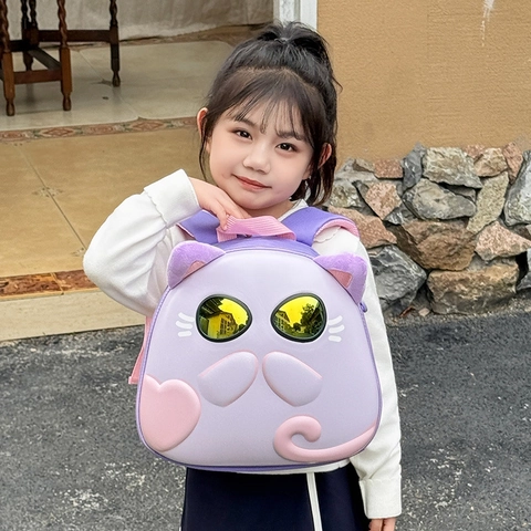 Zainetto Per Bambini Forma Gatto 3D Occhiali Guscio Rigido EVA Borsa Scuola Materna Orecchie Sonore Interattive Traspirante Per I Più Piccoli