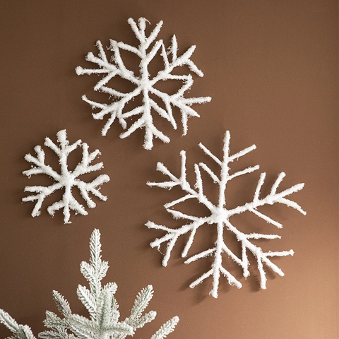 Glitter White Christmas Snowflake Ornaments Plastic Hanging Sequin Large 3D Winter Wonderland Holiday Tree Decoration