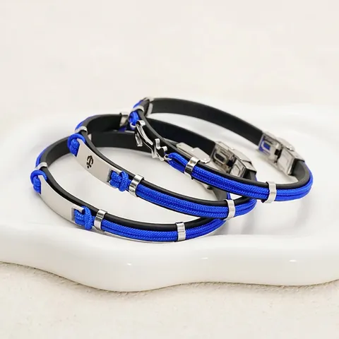 Nautisches Anker Armband Edelstahl Und Leder Geflochtenes Seil Herren Damen Cool Lässig Sportlich Handschmuck