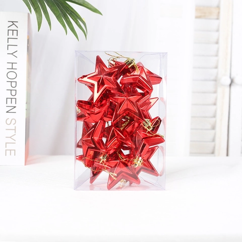 Christmas Tree Star Ornaments Pentagram Plastic Electroplated 3D Mirror Surface Holiday Party Home Decor Festive Hanging