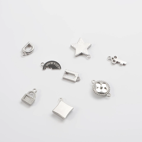 304 Stainless Steel Charms Star Key Lock Letter Motif Pendants For DIY Bracelet Necklace Jewelry Making Simple Style