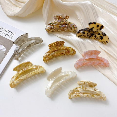 Grandes Pinces À Cheveux En Acétate Pince Crabe Écaille De Tortue Motif Marbre Style Coréen Rétro Accessoires