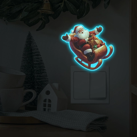 Adesivo Interruttore Luminoso Babbo Natale Slitta Decalcomania Parete Fluorescente PVC Decorazione Casa Per Natale