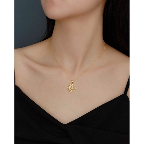Collana Stella Luna In Argento Sterling 925 Zirconia Pendente Stella A Otto Punte Catena Da Clavicola Per Donna