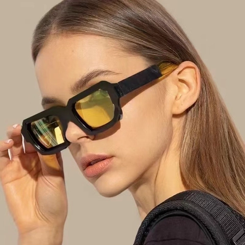 Mode Vierkante Zonnebril Retro INS Stijl PC Frame Metalen Scharnier UV400 Bescherming Voor Heren Dames Outdoor Reizen