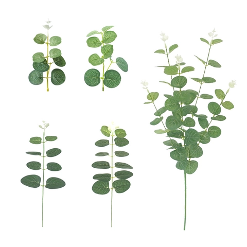 Artificial Eucalyptus Leaves Branches Simulation Money Leaf Plastic Greenery Stems For Home Wedding Floral Decor