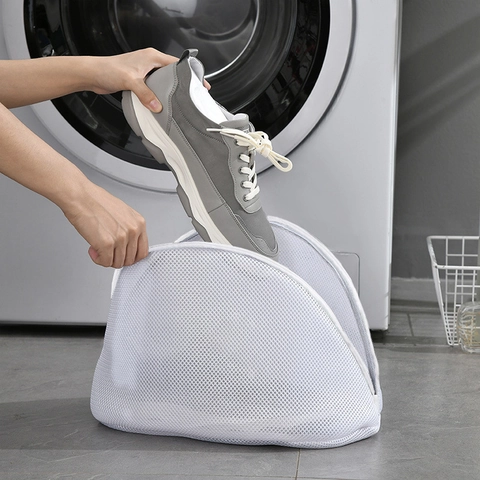 Shoe Washing Bag Thickened Polyester Mesh Laundry Net Anti Deformation Machine Washable Protect Gear Durable White