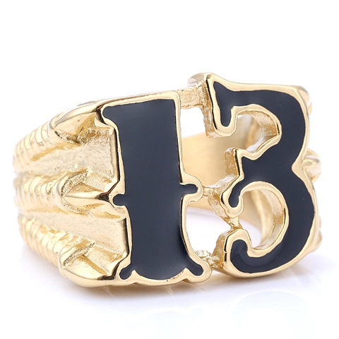 Vintage Punk 316 Stainless Steel Dragon Claw Ring With Lucky Number 13 Red Black Enamel Biker Jewelry For Men