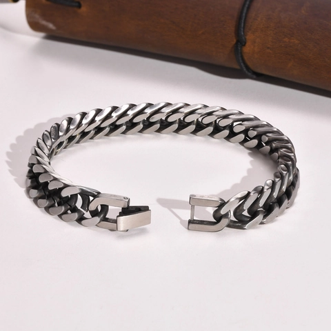 Edelstahl Panzerarmband Für Herren Retro Hip Hop Polierte Metallkette Schmuck