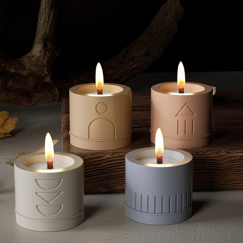 Cylindrical Silicone Mold For DIY Candle Cup Storage Jar Flower Pot Striped Geometric Minimalist Nordic Style Crafting