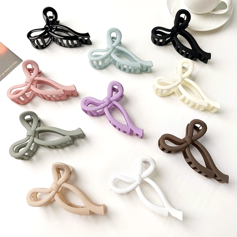 Bow Hair Claw Clip Plastic Matte Glossy Shark Clip Korean Style Hair Accessory For Women Girls Elegant