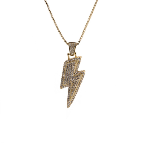 Goldene Blitz Anhänger Halskette Kupfer Zirkonia Eingelegt Regenbogen Boxkette Mode Schmuck Für Damen Elegant