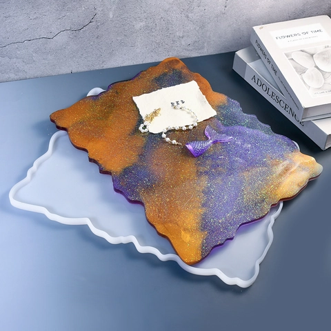 Silicone Mold Irregular Rectangle Large DIY Resin Casting Tray Coaster Handcrafted Home Decor Crafting Tool