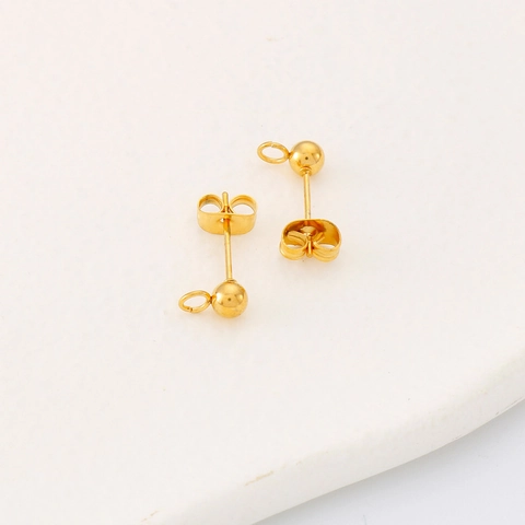 Pendientes De Botón De Bola De Acero Inoxidable Con Bucle Para Creación De Joyas DIY Accesorios De Pendiente Minimalistas