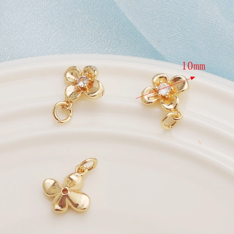 Cubic Zirconia Charms Pendants 14K Gold Plated Copper Bow Cat Fish Tail For DIY Jewelry Making Necklaces Bracelets