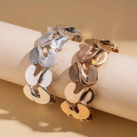 Unregelmäßiges S-Förmiges Verdrehtes Metallarmband Minimalistisches Legiertes Elastisches Armband Trendy Schmuck Damen