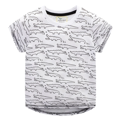 Jungen T-Shirt Baumwolle Kurzarm Rundhals Cartoon Krokodil Allover Print Sommer Casual Top Für Kleinkinder