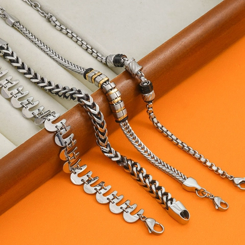 Bracciale In Acciaio Inossidabile Uomo Hip Hop Catena Cubana Gioielli Punk Unisex Minimalista Lucidato