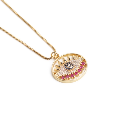Evil Eye Pendant Necklace Gold Plated Copper Cubic Zirconia Tassel Turkish Hamsa Hand Fashion Jewelry For Women