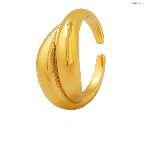 Anillo Abierto Irregular de Acero de Titanio Chapado en Oro Minimalista Geométrico Ajustable Joyería de Dedo para Mujer