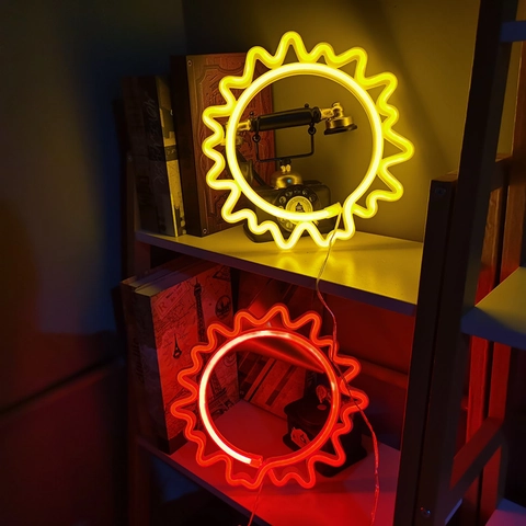 LED Sonne Neon Schild Licht Wanddeko USB Batterie PC Hängelampe Zimmer Party Festival Atmosphäre
