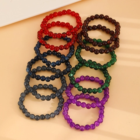 Minimalist Crystal Beaded Bracelet Handmade Crackled Glass Texture Stretch Bracelet For Women Fashion Hand Jewelry Gift