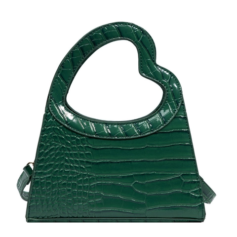 Sac À Main En Cuir PU Gaufré Crocodile Avec Poignée En Cœur Sac À Bandoulière Mode Pour Femmes