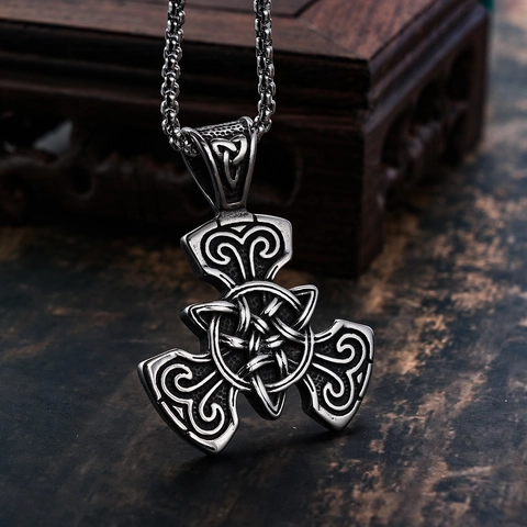 Collar Con Colgante De Nudo Celta Vikingo Vintage Acero Inoxidable Retro Mitología Nórdica Joyería Gothic Punk Para Hombres