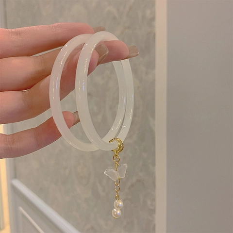 Vintage Butterfly Bow Heart Artificial Pearl Bangle Bracelet Elegant Alloy Rhinestone Charm Jewelry For Women