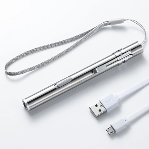 Linterna Médica LED Estilo Bolígrafo Acero Inoxidable USB Recargable Luz Dual Para Examen De Pupilas Herramienta De Diagnóstico Enfermeras Médicos